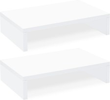 TEAMIX White Monitor Stand Riser 2 Pack Wood Dual Monitor Laptop Stand NEW picture