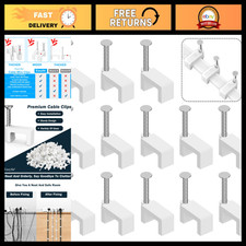 200 Pcs 8mm Cable Clips for Ethernet, Coax & Speaker Wire - Wall Nail Fasteners picture