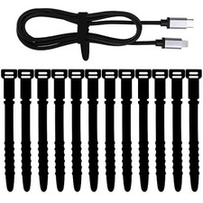 12 Pack Reusable Cable Zip Ties, 4.5 Inch Elastic Silicone Cord Organizer  picture