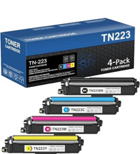TN223 TN-223BK/C/M/Y Toner Cartridges 4 Pack Replacement for Brother TN-223 T... picture
