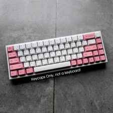 Pink White PBT Dyesub Keycaps Set Blossom Sakura for mx Mechanical Keyboards picture