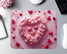 Valentines Day Pink Hearts Dessert Mouse Pad 9.5