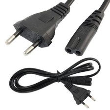 JOB LOT EU x 100 European 2 Pin Plug Figure 8 Mains Cable Lead Black EU C7 F8 picture
