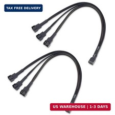2-Pack 3 Way 4 Pin PWM Fan Splitter Cable - 12 Inches / 30cm, 1x PWM-Controlled picture
