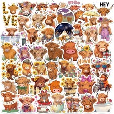 50PCS Highland Cow Stickers Cute Cartoon Animal Vinyl Multicolor picture