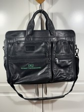 TUMI 9621D3 Black Leather Expandable Briefcase Bag Fits 17”  Laptop Vintage picture