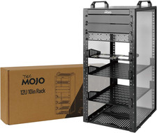 12U Network Rack, 10 Inch Mini Server Rack with 2 Side Translucent Panels & 2 To picture