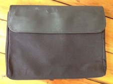 Levenger Black Leather Nylon Laptop Case Sleeve Bag 14.5