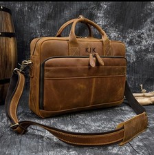 Personalized Leather Laptop Bag, Leather Work Bag with Compartments, Custom, picture