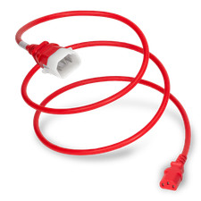 20 Pack of C14 C13 P-LOCK 15A 250V 14/3 SJT Power Cord - Red - 7ft picture