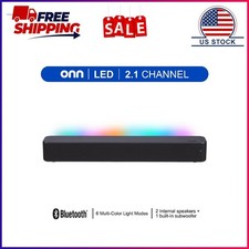 onn 20 Inch Bluetooth 2.1 Channel Soundbar with Multi-Color LED Lighting, Black picture