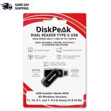 Universal 64GB Bootable USB Drive for Windows - Type-C & A - 150MB/s Speed  picture