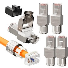 CAT7 RJ45 Toolless Connector 6 Pack, Zinc Alloy Shielded Tool Free Ethernet P... picture