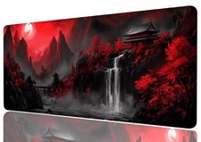 Japanese Landscape Mouse Pad Mountain Waterfall XL Large Desk 31.5x11.8 Inch picture
