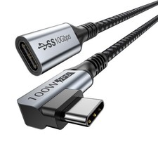 URELEGAN USB C Extension Cable, USBC Right Angle Extender Cord 6 6.6FT, Grey picture