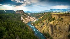 Landscape yellowstone national park river nature usa Custom Gaming Mat Desk picture