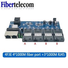 Gigabit Fiber Media Converter PCBA Board SC 4 Fiber 3 RJ45 Singlemode picture