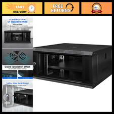 6U Wall Mount Network Rack Enclosure Cabinet - Lockable Glass Door, Black IT Sto picture