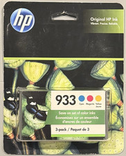 SEALED HP Genuine Original 933 3-Pack Ink Cartridges Cyan Magenta Yellow N9H56FN picture
