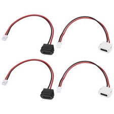 4pcs Type-C 2Pin Wire Square  USB-C Female Socket to PH2.0, Black, White picture