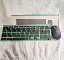 Jelly Comb New GREEN BLACK Ultra Thin 2.4G Wireless Keyboard Mouse Combo JOY picture
