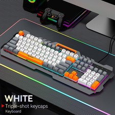 Wired Gaming Keyboard, Rainbow LED Backlit Keyboard with Phone Stand Metal Panel picture