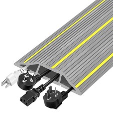 Heavy Duty Floor Cable Cover 6.5 FT 3 Channel Cord Protector Easy to Unroll Gray picture