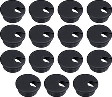 15 Pack 1.5 Inch Desk Cable Grommet Plastic Wire Cord Hole Cover Black picture
