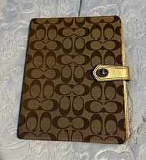 Vintage Coach Signature Canvas Folding Folio Tablet Case Brown Beige Pink picture