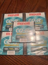 Maxell CD-Rb 80 Minute 700 MB Up To 48X Printable Shiney Gold Surface -  5 Pack picture