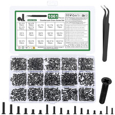 1060 Pcs M1.4 M1.7 M2 M2.5 Micro Laptop Screws Kit，for Electronic SSD | Black... picture
