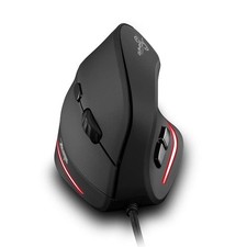 Black Vertical Ergonomic USB Optical Wired Mouse 3200 DPI 6 Button LED PC picture
