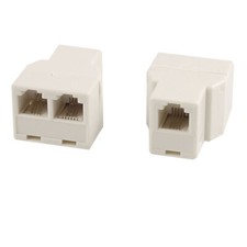 2pcs 2 Way RJ11 6P4C 1 to 2 Female Telephone Line Splitter Landline Connector picture