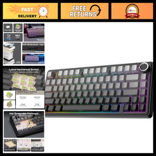 75% Wireless Hot Swappable Mechanical Gaming Keyboard, RGB, BT/USB-C, Knob, Blac picture