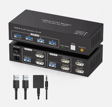4K Ultra HD HDMI KVM Switch Dual Monitor 2 Computers Support 4K@120Hz USB 3.0 picture