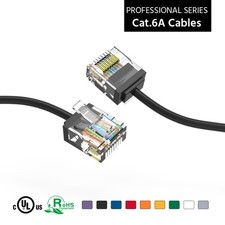 6Ft CAT6A UTP Super-Slim Ethernet Network Cable 32AWG Black picture