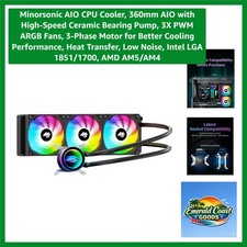 AIO CPU Cooler, 360mm AIO with High-Speed Ceramic Bearing Pump, 3X PWM ARGB F... picture