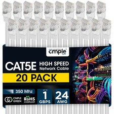 20 PCS Cat5e Patch Cable 1.5-15ft Premium Ethernet Cord for Home & Office White picture