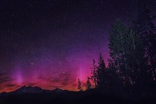 Landscape night stars nature pink trees sky Custom Gaming Mat Desk picture
