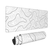 Abstract Topographic Map White Grey Black Gaming Mouse Pad Long Mouse Pad Lar... picture