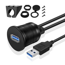 USB 3.0 Flush Mount Cable - Dashboard Panel Dash Mount 1 Port Socket (1.8M/6FT) picture