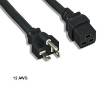 10PCS 10ft 12 AWG Power Cable NEMA 5-20P to IEC-60320 C19 20A/125V SJT Black picture