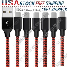 3/6 Pack Fast Charger USB Cable 10FT For iPhone 6 7 8Plus XR Xs Max 11 12 13 Pro picture