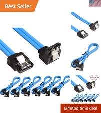 6 Pack 90 Degree Right-Angle SATA III Cable 6.0 Gbps with Locking Latch 18Inc... picture