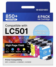 SHEENGO LC501 Compatible Inkjet Ink Cartridges 4-Pack BK/C/M/Y for Brother picture