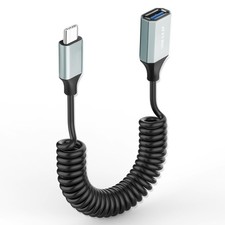JSADZKJ USB C to Adapter OTG Converter Coiled Type C Male Silver picture