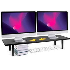 Dual-Monitor-Stand-Riser-For-Desk Adjustable Length 32-40 Black-Standard picture