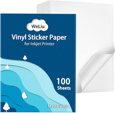 Premium Printable Vinyl Sticker Paper for Inkjet & Laser Printer, 100 Sheets picture