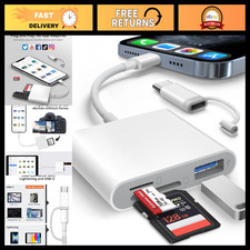 SD Card Reader for iPhone iPad - Lightning & USB-C Dual Connectors, 3 Slots, Plu picture