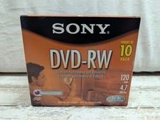 Sony DVD-RW Disc 10-Pack in Cases 120 min 4.7 GB 1x-2x NEW Open Box  picture